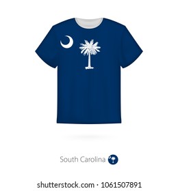 T-shirt design with flag of South Carolina U.S. state. T-shirt vector template.