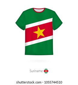 T-shirt design with flag of Suriname. T-shirt vector template.