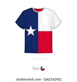 T-shirt design with flag of Texas U.S. state. T-shirt vector template.