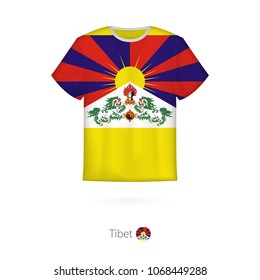 T-shirt design with flag of Tibet. T-shirt vector template.