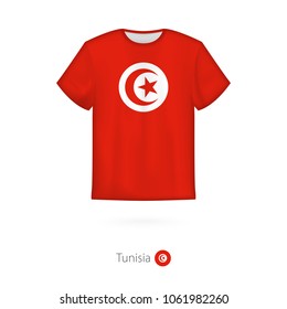 T-shirt design with flag of Tunisia. T-shirt vector template.