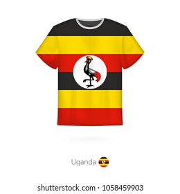T-shirt design with flag of Uganda. T-shirt vector template.