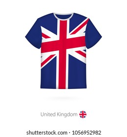 T-shirt design with flag of United Kingdom. T-shirt vector template.