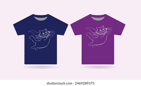  T-shirt design flying cat  template. Cat T-Shirt. Print for posters, clothes, mugs, bags, greeting cards, banners, advertising., the slogan with black cat illustration,