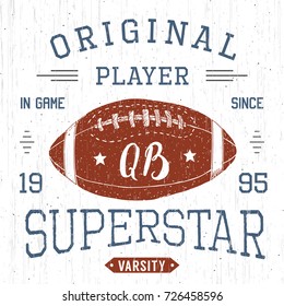 T-shirt design, Football quarterback superstar typography graphics, vector illustration .