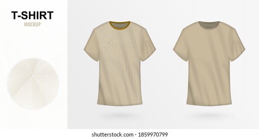 T-Shirt Design Vorderansicht, Men’s T-Shirt mit Sternmuster bestickt. Vektorgrafik.