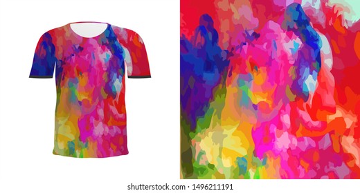 T-shirt design full of abstract colors