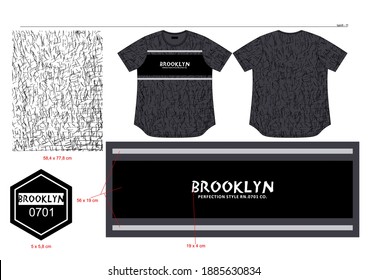 T-shirt design, full print on fabric, brooklyn writing, apparel.