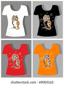t-shirt design  with  funny kitten