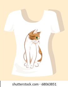 t-shirt design  with ginger cat