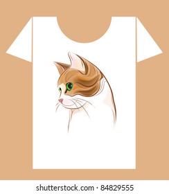 t-shirt design with  ginger cat