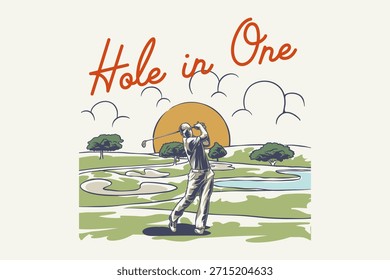 T-shirt design for golf hole in one