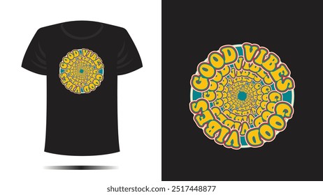 Tshirt design. good vibes  print. Vector template RETRO CLOTH 