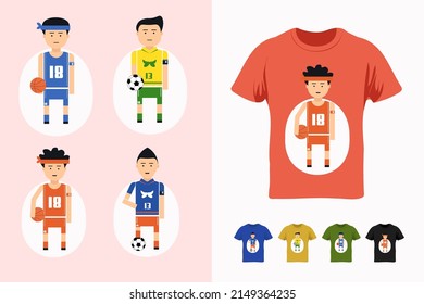 t-shirt design, Graphic t-shirt design with boy and football