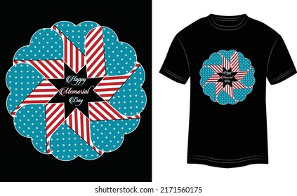 T-shirt Design Happy Memorial Day Vector Colorful Illustration in Black Background
