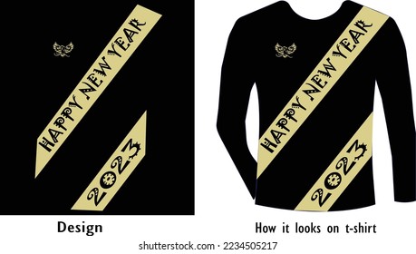 T-Shirt Design For Happy New Year 2023.