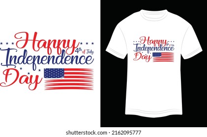 T-shirt Design Happy USA Independence Day Vector Colorful Illustration in White Background