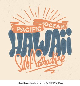 T-shirt design of Hawaii in retro style.