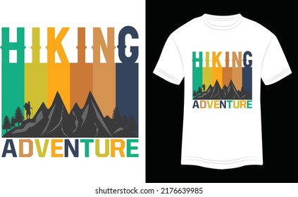 T-shirt Design Hiking Adventure Vector Colorful Illustration in White Background