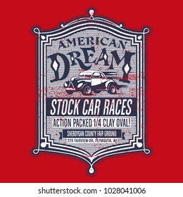 T-Shirt Design idea with a stock car vector design