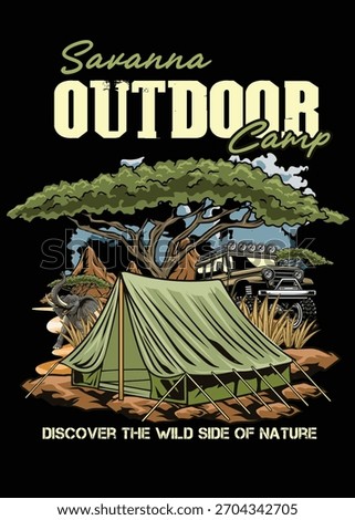 T-shirt design with illustrations of wild animals that capture the wild nature of Africa