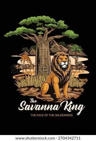 T-shirt design with illustrations of wild animals that capture the wild nature of Africa
