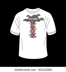 T-shirt design with the image colorfull clound. Vector illustration
