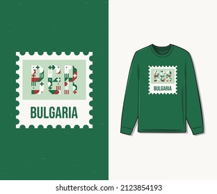 T-shirt design inspiration with the "BGR"(BULGARIA) logo, accompanied by the "FRAME" symbol. premium vector
