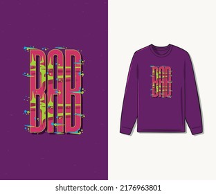 T-shirt design inspiration with the pink "BAB" logo, accompanied by abstract colors. premium vector