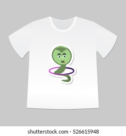 T-shirt design for kid. T-shirt with cute snake character.