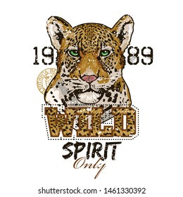 T-shirt design with leopard print.Just be yourself. Vector graphic illustration
