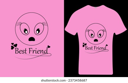 t-shirt design lettering best friend with cute shape