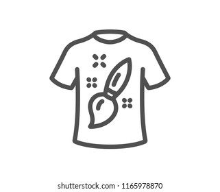 T-shirt design line icon. Creative brush sign. T shirt Graphic art symbol. Quality design element. Classic style. Editable stroke. Vector