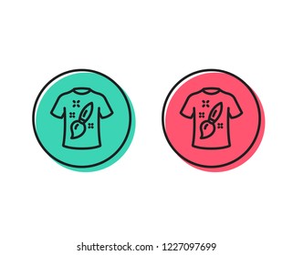 T-shirt design line icon. Creative brush sign. T shirt Graphic art symbol. Positive and negative circle buttons concept. Good or bad symbols. T-shirt design Vector