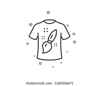 T-shirt design line icon. Creative brush sign. T shirt Graphic art symbol. Geometric shapes. Random cross elements. Linear T-shirt design icon design. Vector
