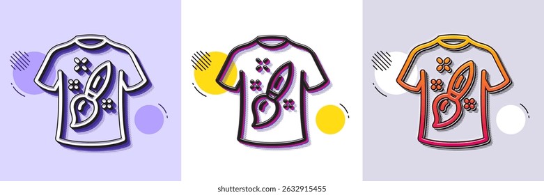 T-shirt design line icon. Halftone dotted pattern. Gradient icon with grain shadow. Creative brush sign. T shirt Graphic art symbol. Line t-shirt design icon. Various designs. Vector