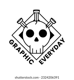 Tshirt Design Lineart Skull Graphic Design premium vector