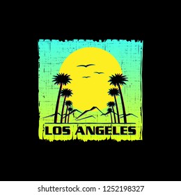 T-shirt design of Los Angeles CA, apparel print or poster. Surfing and grunge theme