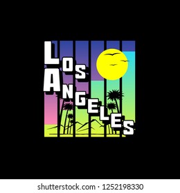 T-shirt design of Los Angeles CA, apparel print or poster. Surfing and grunge theme