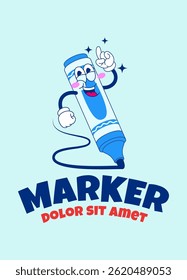 T-Shirt Design of Marker Cartoon Illustration