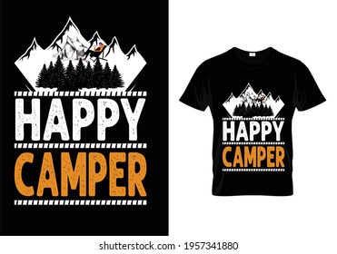 T-SHIRT DESIGN WITH MESSAGE HAPPY CAMPER