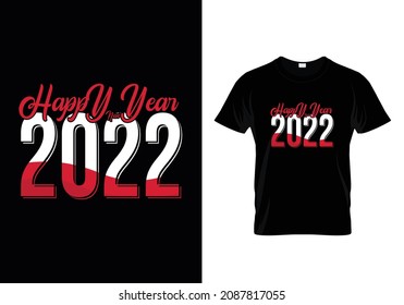 Diseño de camisetas con mensaje Feliz año nuevo 2022