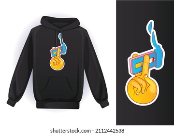 T-shirt design mockup, Mobile addiction icon vector design template