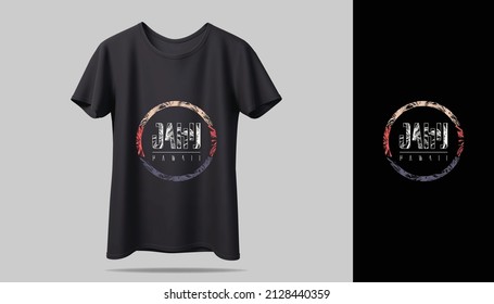 T-shirt design mockup. New black typography t-shirt vector design with mockup.