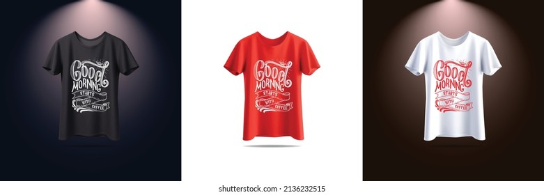 T-shirt design mockup. New Vector typography t-shirt design with vector mockup design.