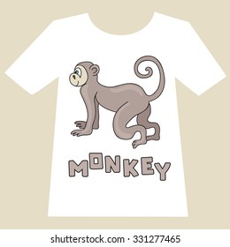 T-shirt design with monkey. 2016 Year of the monkey. Beautiful vector design.
