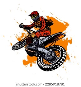 Tshirt design motocross rider doing freestyle vintage illustration 