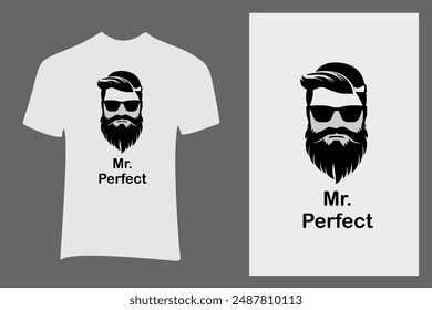 T-shirt Design With Mr. Perfect Style Illustration Art.