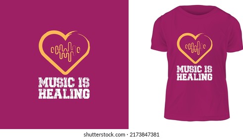 t-shirt design, music is healing ready to print