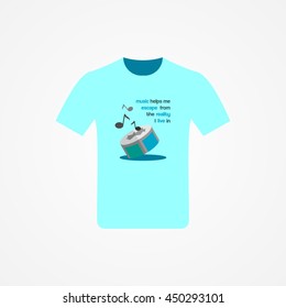 T-shirt Design with music idea vector illustration.